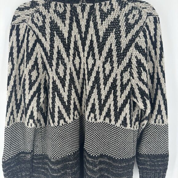 Lucky Brand Sweater Womens 1X Black Cardigan Wool Blend Open Front Long Boho - Picture 16 of 16